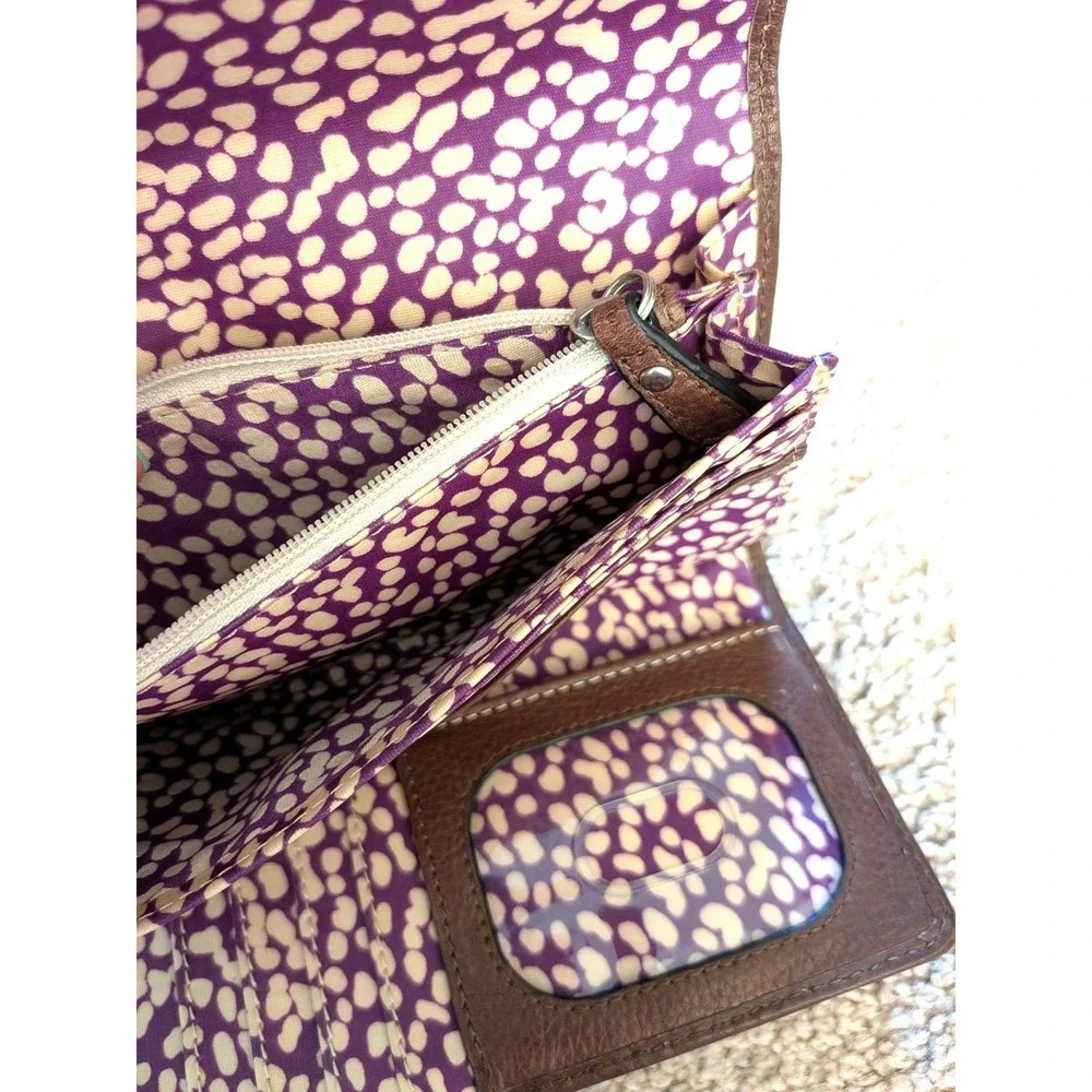 Fossil Key-Per Navy Blue Polka Dot Coated Canvas Clutch Wallet